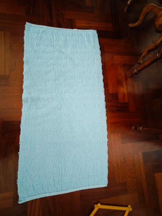 Tappeto bagno azzurro cotone 105x52 cm