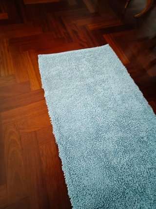 Tappeto bagno azzurro cotone 105x52 cm