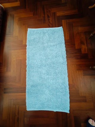 Tappeto bagno azzurro cotone 105x52 cm