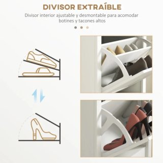 Zapatero blanco con detalles en madera