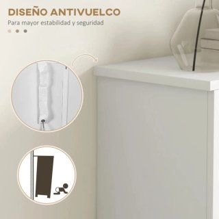 Zapatero blanco con detalles en madera