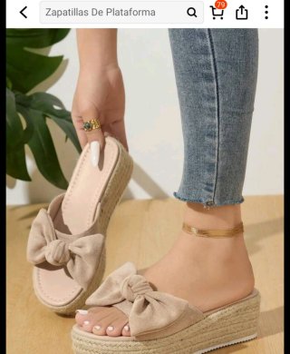 Sandalias cuña plataforma lazo beige talla 43
