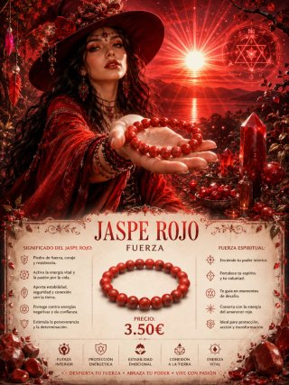 Pulsera Jaspe Rojo - Fuerza y Coraje