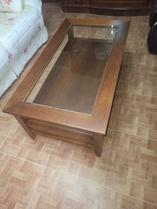 Mesa de centro madera y cristal