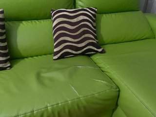 Divano Chaise Longue in Pelle Verde Pistacchio (270 cm)