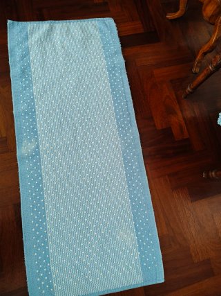 Tappeto bagno cotone azzurro/bianco 120x52