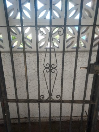 Puerta de forja con un diseño elegante y curvo en