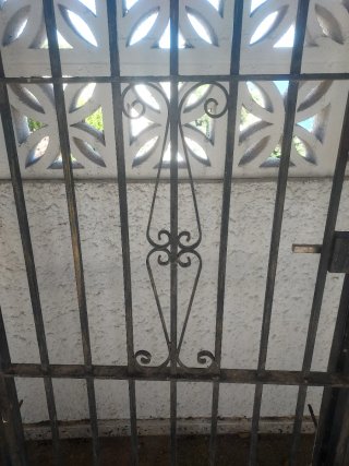 Puerta de forja con un diseño elegante y curvo en