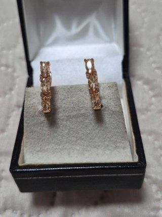 Pendientes oro circonitas cristal blanco