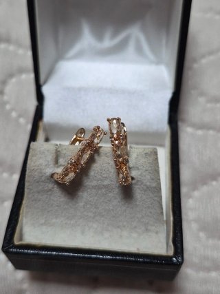Pendientes oro circonitas cristal blanco