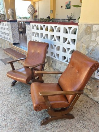 Sillones Mecedora Vintage Polipiel Marrón
