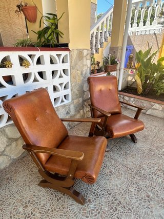 Sillones Mecedora Vintage Polipiel Marrón
