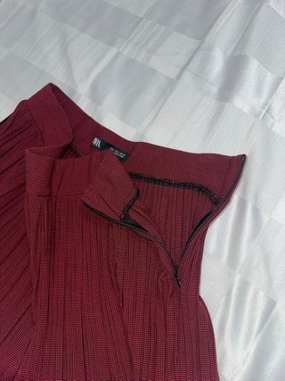 Pantaloncino skort Zara bordeaux plissettato tg L
