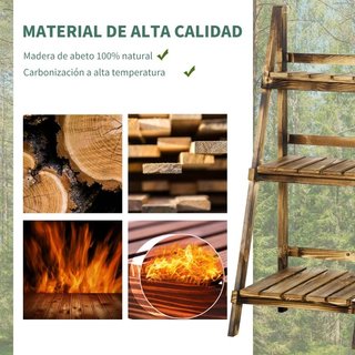 Soporte para Plantas Madera 3 Niveles Plegable