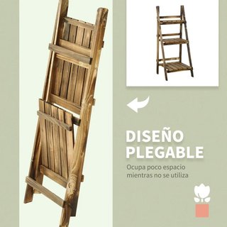 Soporte para Plantas Madera 3 Niveles Plegable