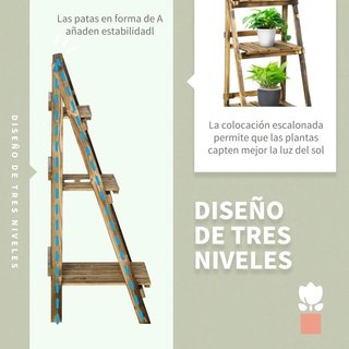 Soporte para Plantas Madera 3 Niveles Plegable