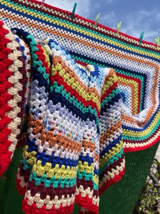 Colcha ganchillo patchwork multicolor