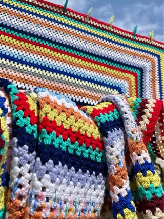 Colcha ganchillo patchwork multicolor