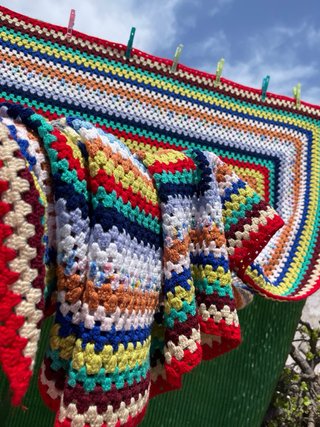 Colcha ganchillo patchwork multicolor
