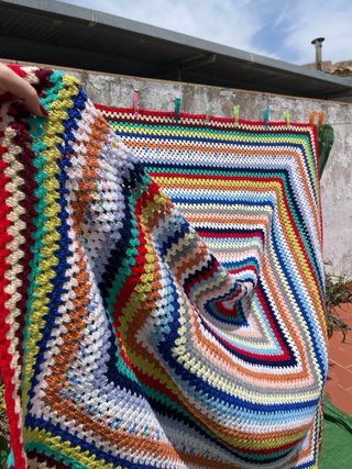Colcha ganchillo patchwork multicolor