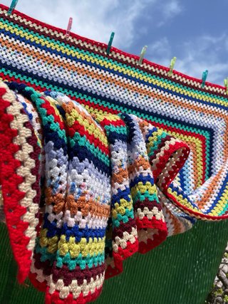 Colcha ganchillo patchwork multicolor