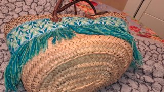Capazo Boho Verano Azul y Verde
