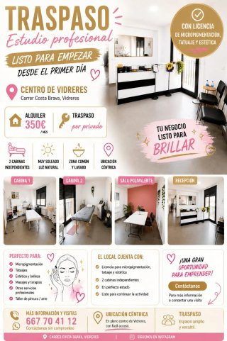 Estetica equipada con licencia activa. NO VIVIENDA
