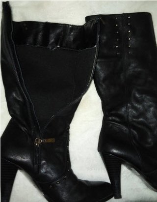 Botines de cuero real y tacones en piel de ante 36