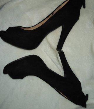 Botines de cuero real y tacones en piel de ante 36