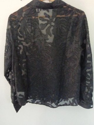 Camisa Negra L Translúcida Manga Larga
