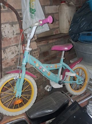 Bicicleta infantil azul y rosa