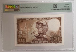 Billete 100 pesetas 1965  Bécquer número Bajo PMG