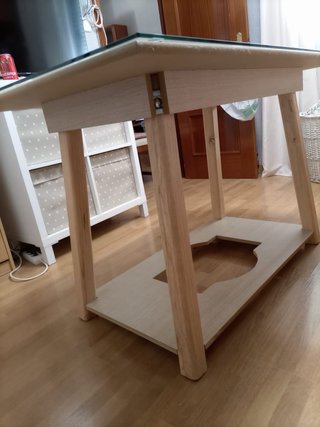 Mesa de camilla cristal y madera