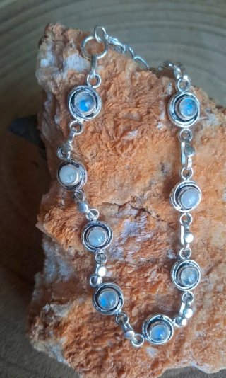 Pulsera Piedra Luna chapado Plata 4 micras