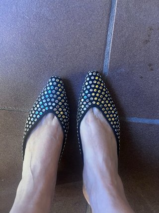 Mules Zara Piel Tachuelas Negro/Dorado
