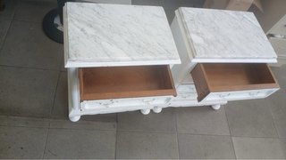 Mesita de noche blanca, tapa mármol (1 unidad)