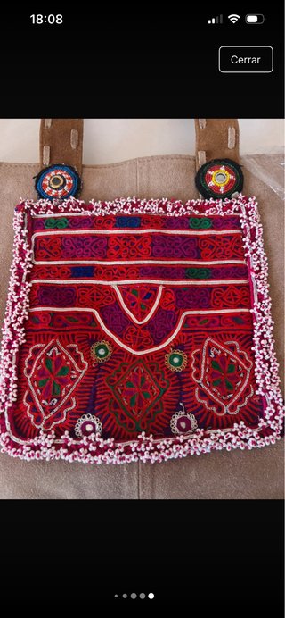 Bolso Banjhara Beige y Rojo