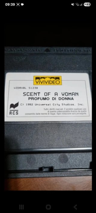 Vhs vintage del film "Scent of Woman".