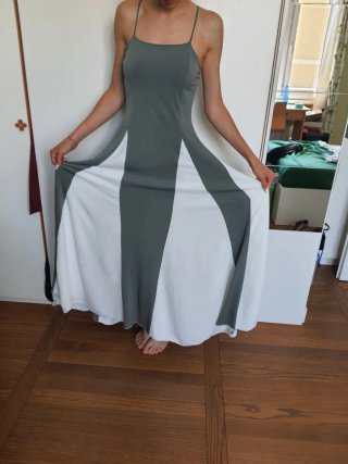 Abito elegante verde e bianco tg 42 italiana