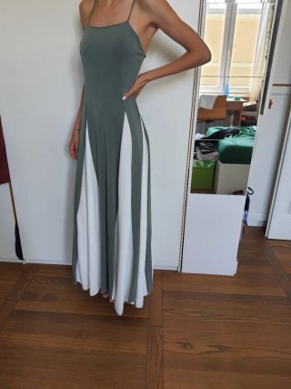 Abito elegante verde e bianco tg 42 italiana