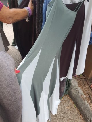 Abito elegante verde e bianco tg 42 italiana
