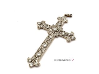 crucifijo oro 18k con piedra con diamante