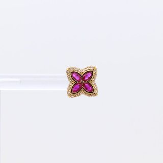 Pendientes Flor Oro 18k Circonitas Rosas
