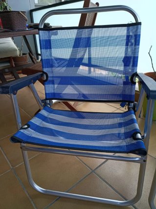 2 Sillas de Playa Plegables Azul y Blanco