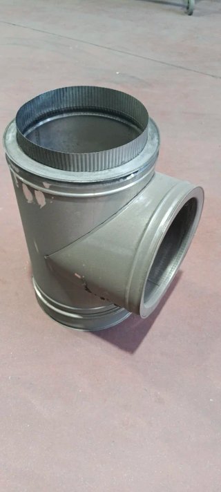 T de 90 grados Inox 316 Doble Pared 250 mm int .