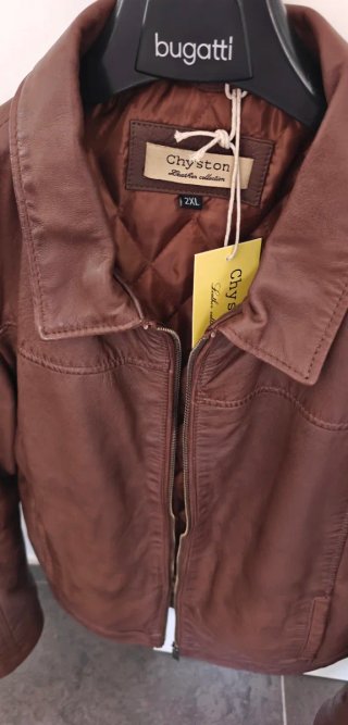Chyston Cazadora Piel Marrón Talla XXL
