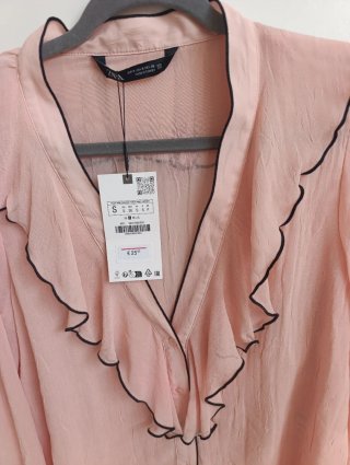 Blusa Zara Volantes Rosa Talla S