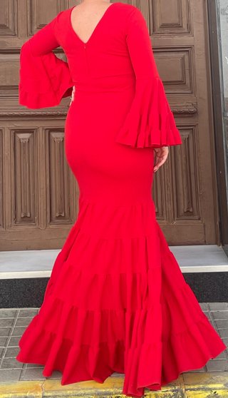 Traje de Flamenca Rojo Elástico T.38 hasta 48