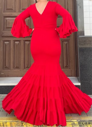 Traje de Flamenca Rojo Elástico T.38 hasta 48