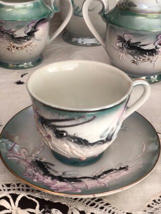 Juego de café porcelana dragón antiguo